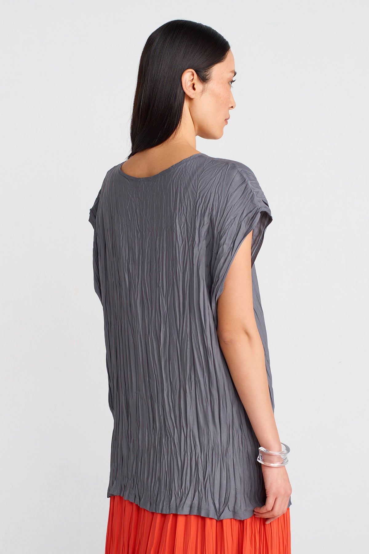 Steel Wrinkled Effect Blouse-Y251011104