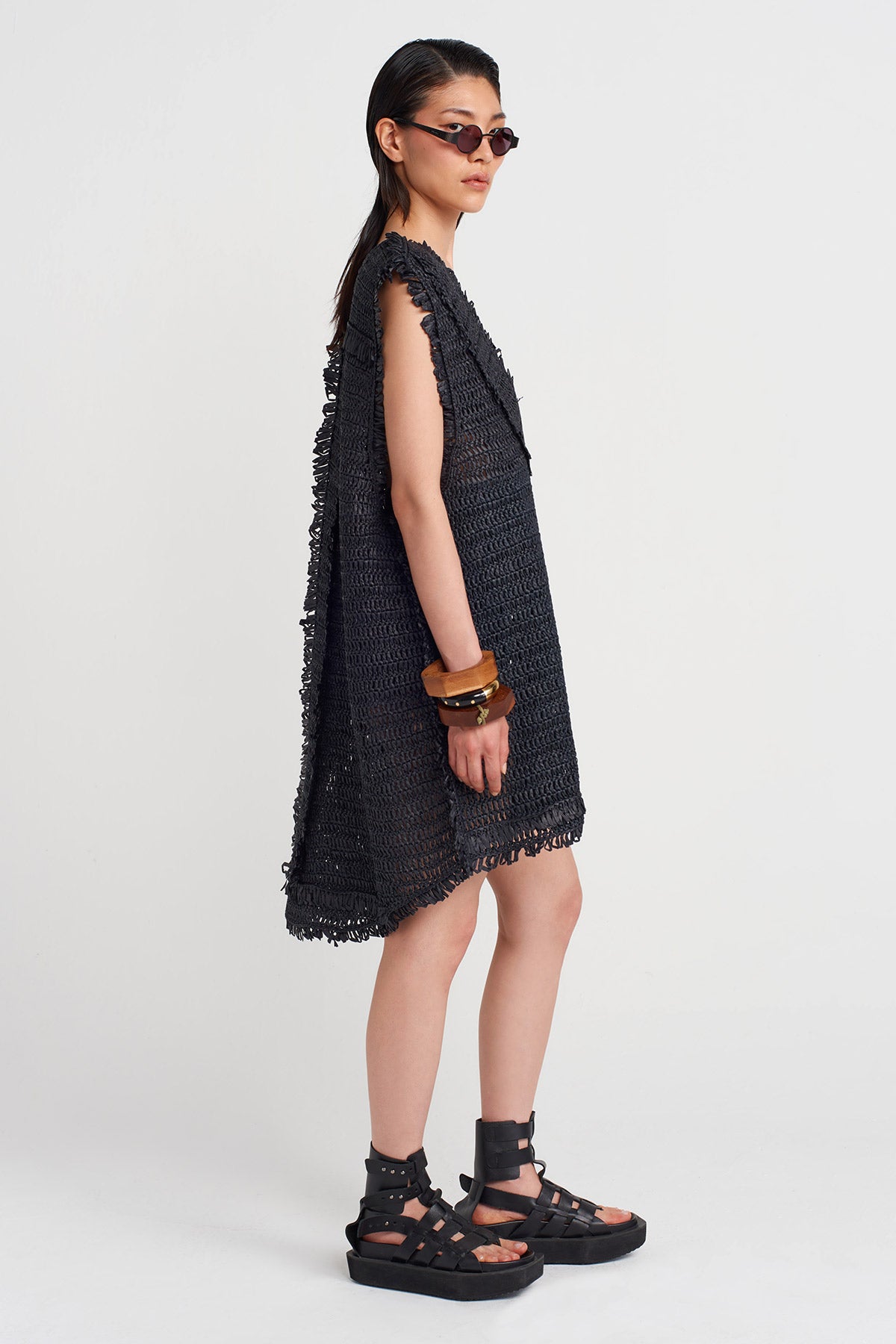 Siyah Oversize Örgü Top-Y251011117