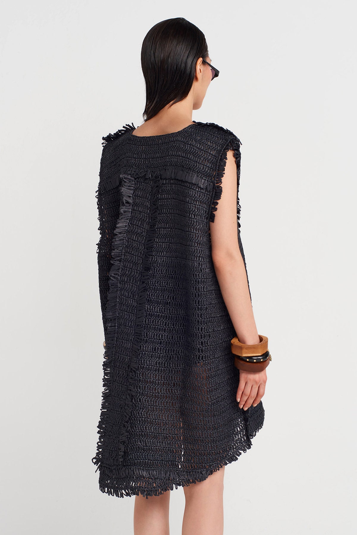 Siyah Oversize Örgü Top-Y251011117