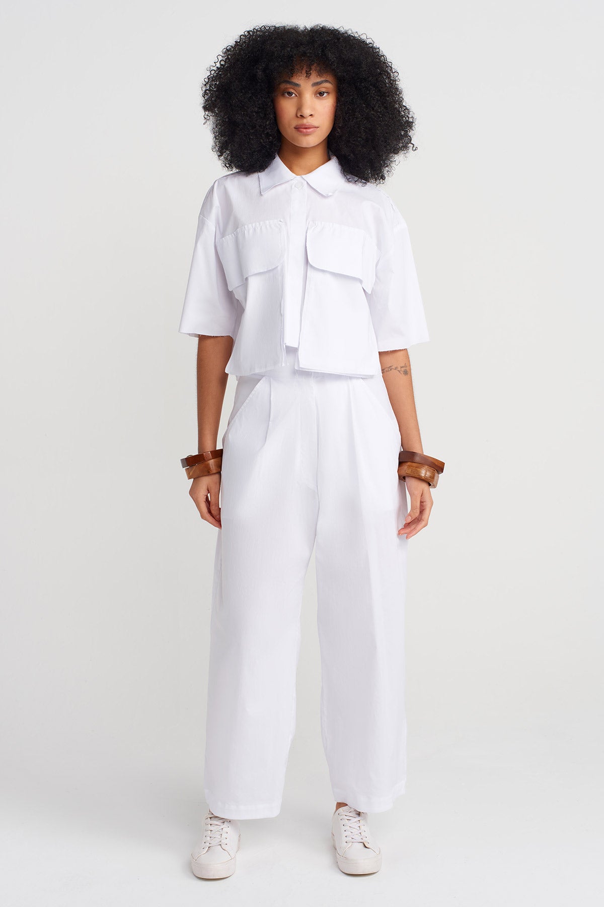 Off White Short Poplin Shirt-Y251011131