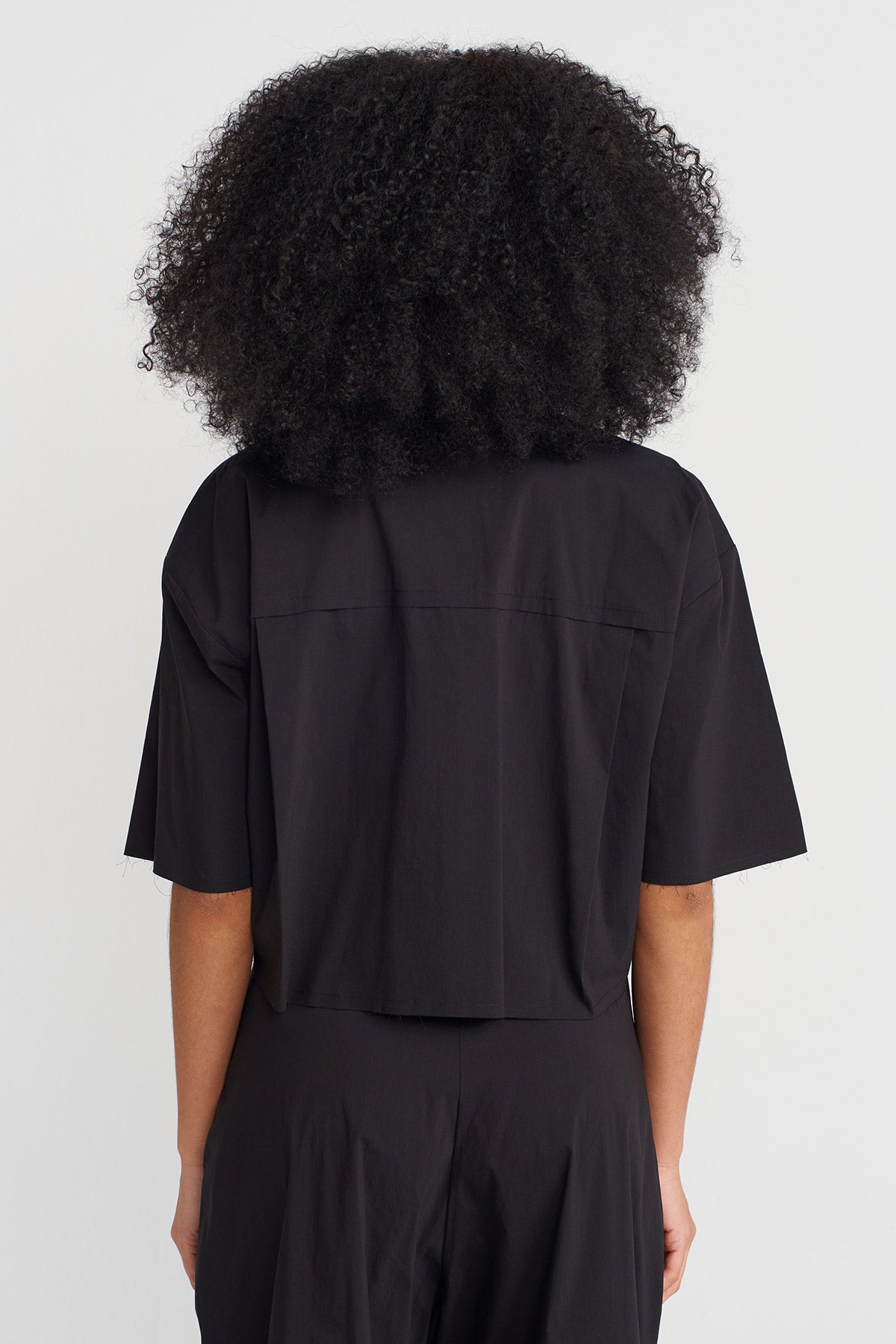 Black Short Poplin Shirt-Y251011131