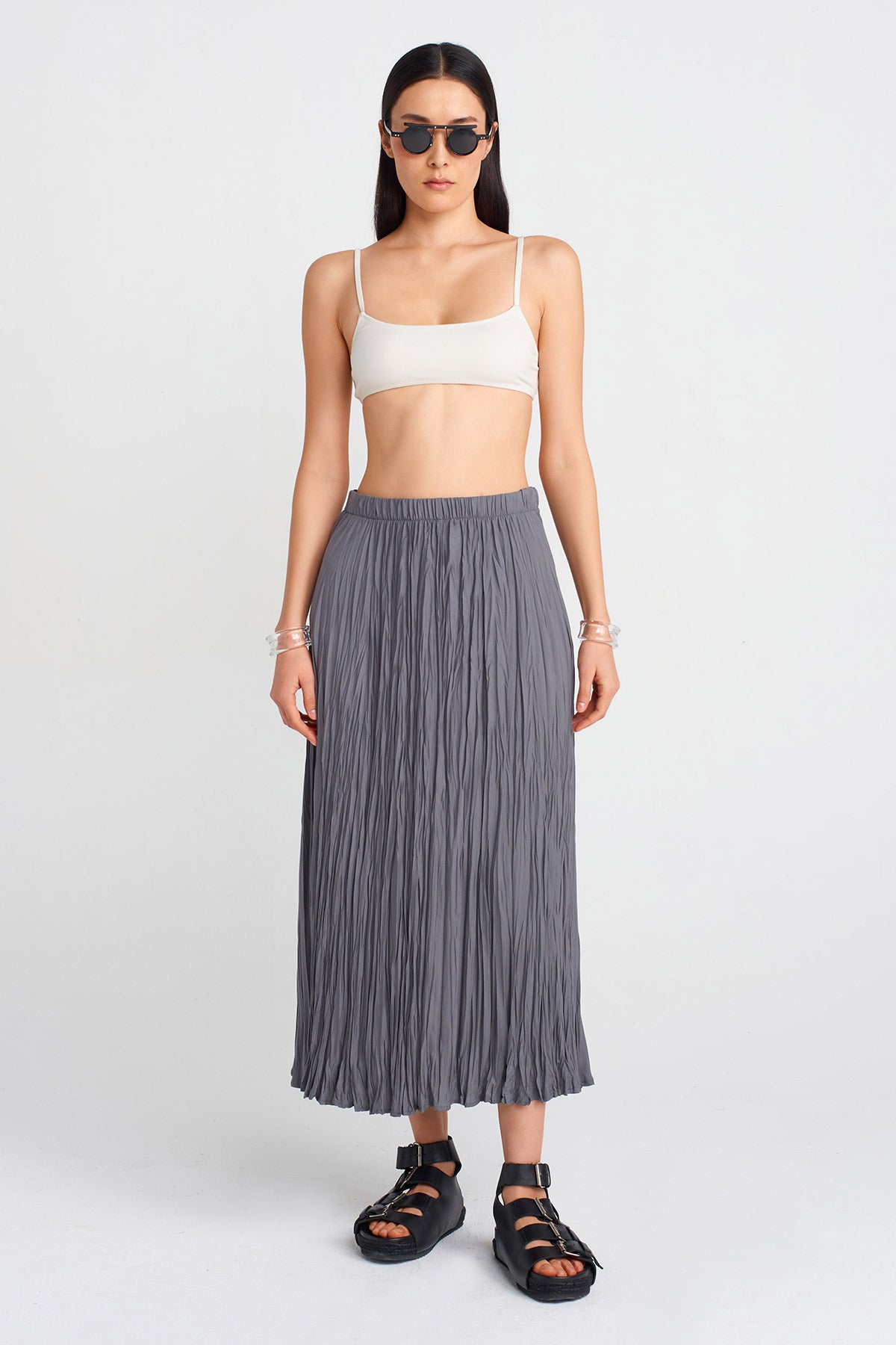 Steel Wrinkled Effect Skirt-Y252012021