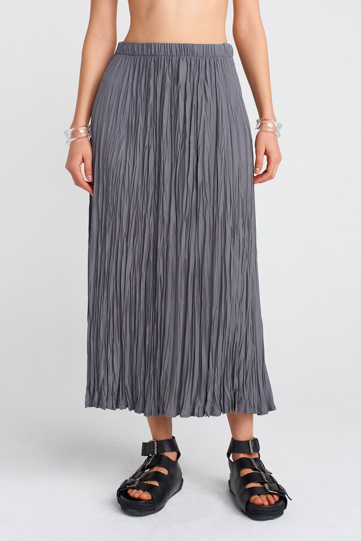 Steel Wrinkled Effect Skirt-Y252012021