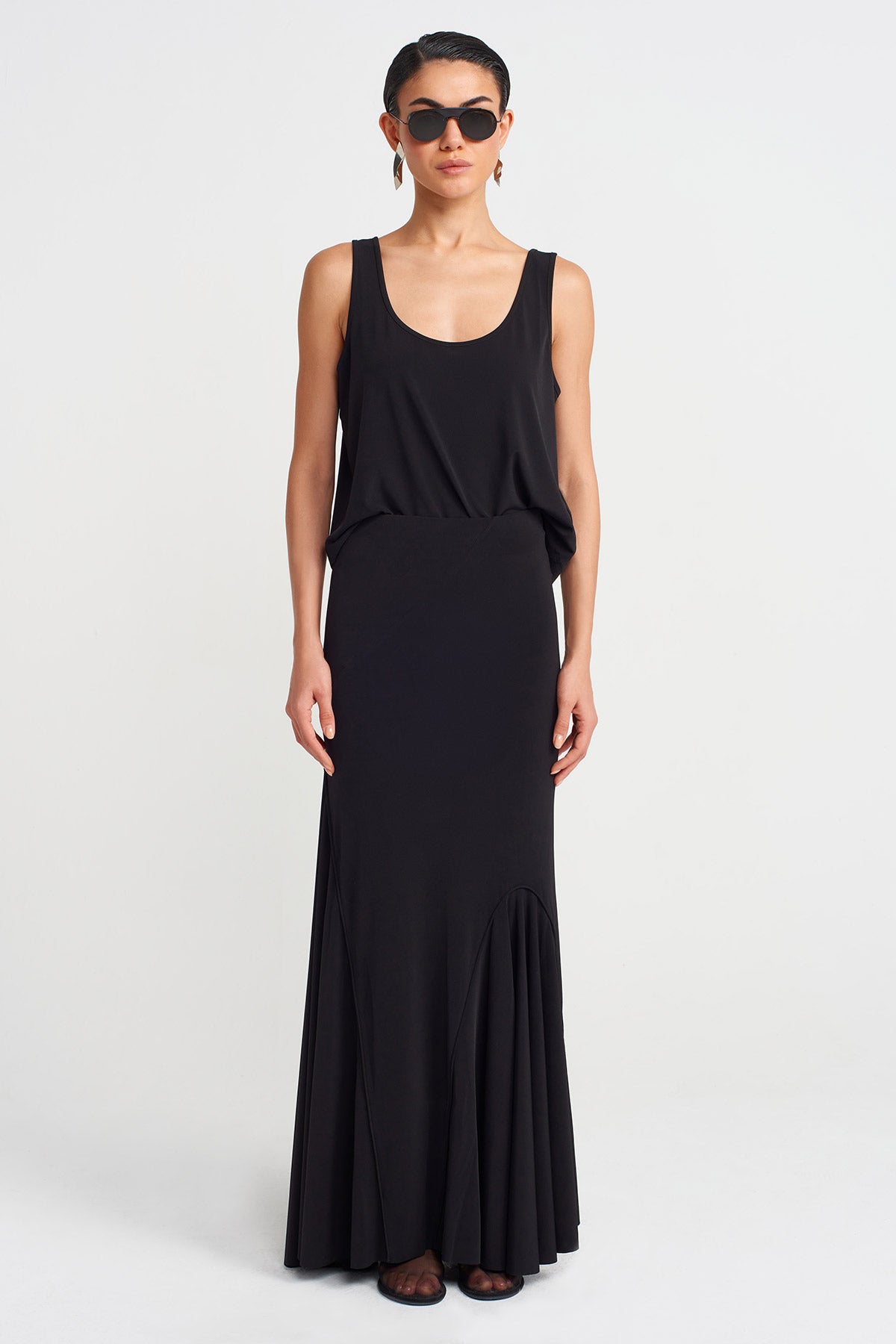 Black Long Jersey Skirt-Y252012026