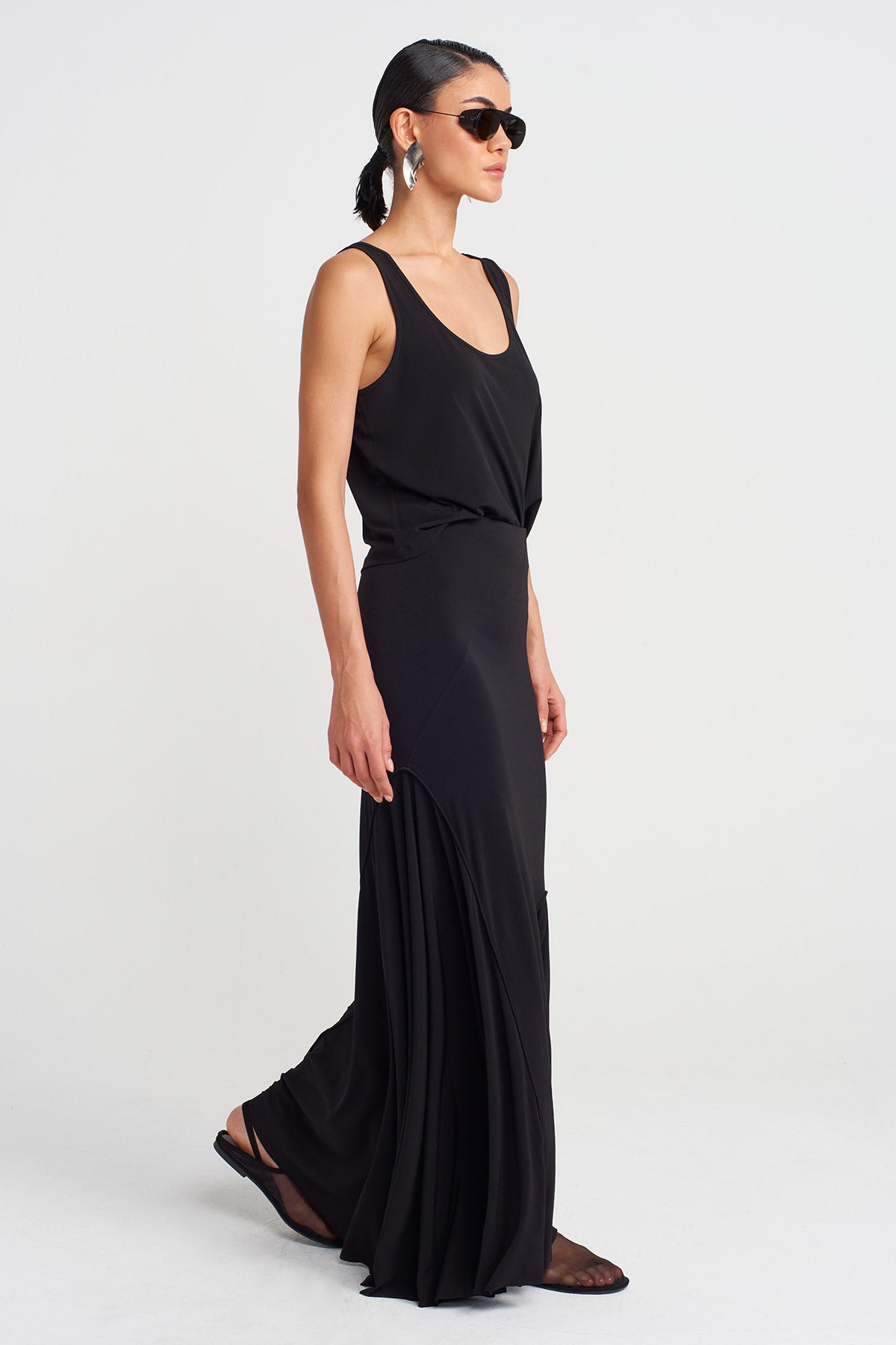 Black Long Jersey Skirt-Y252012026