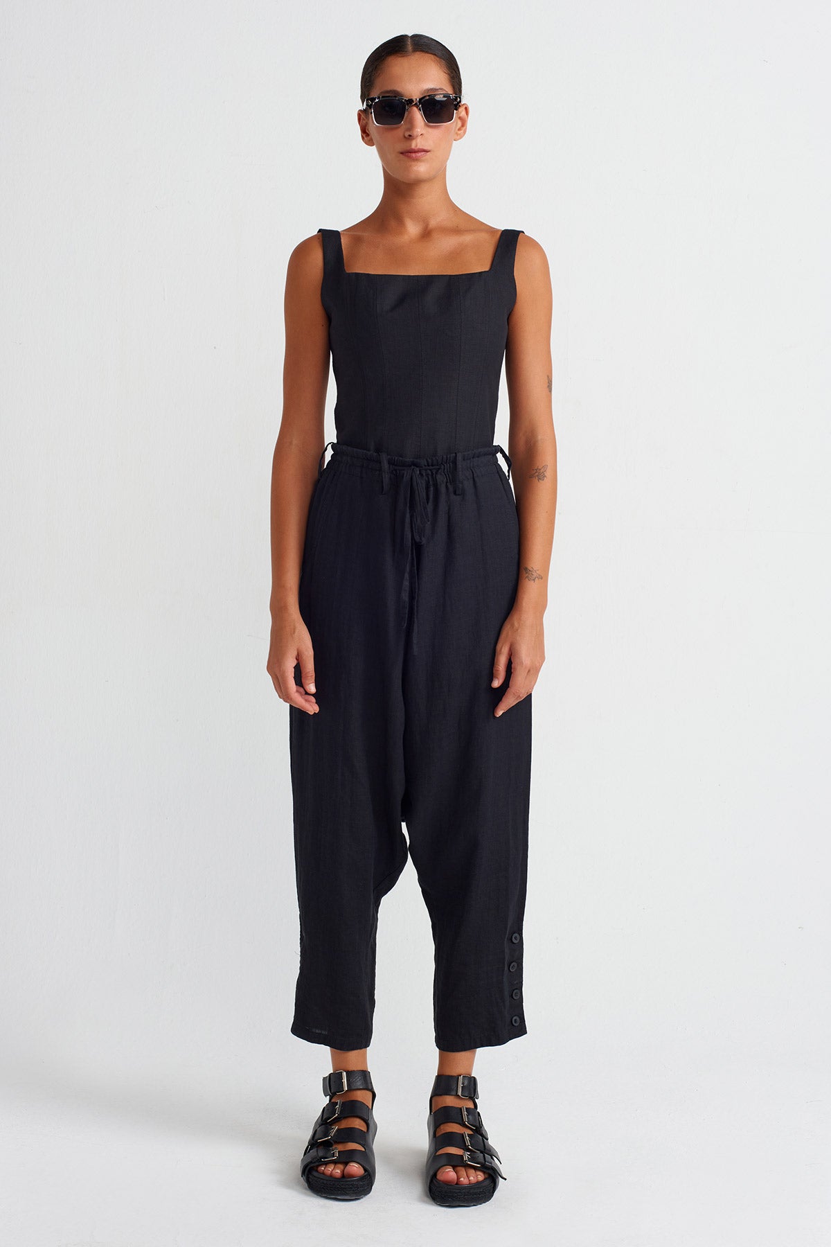 Black Linen Shalwar-Y253013044