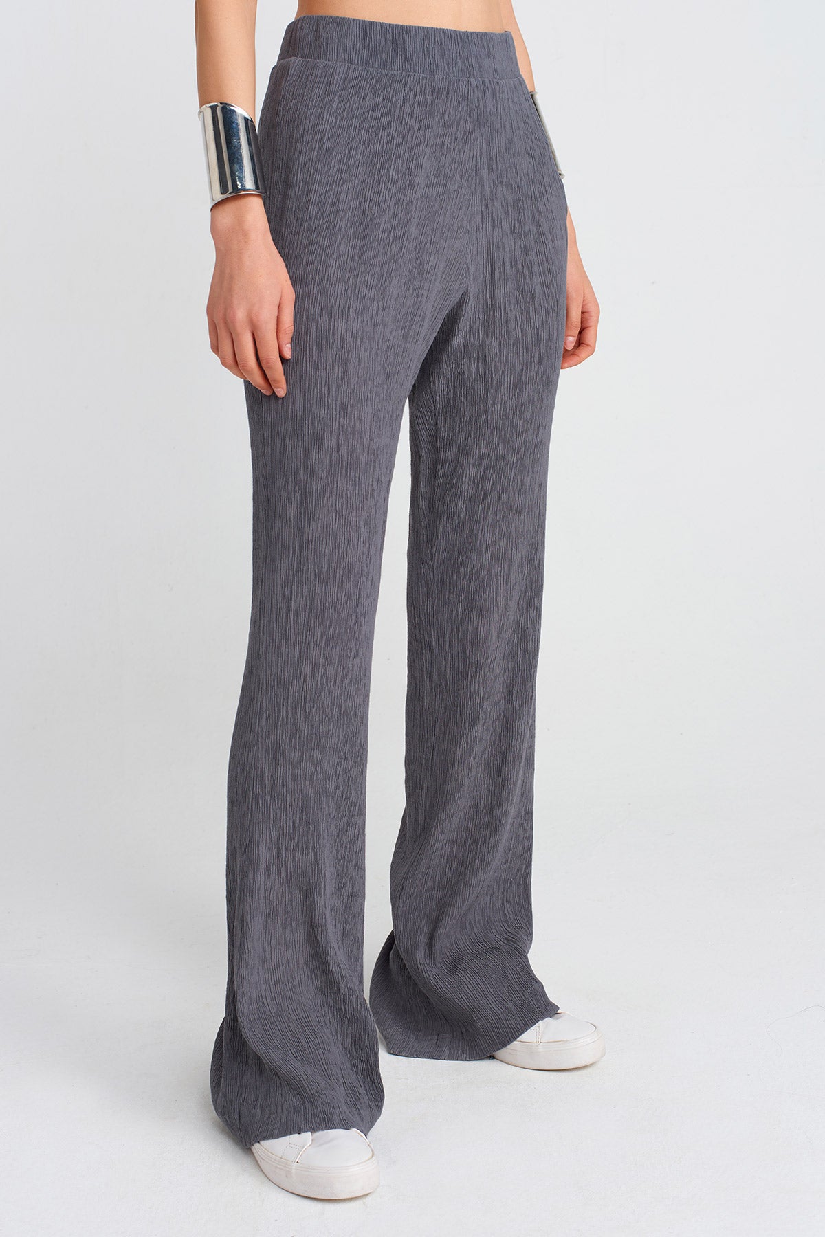 Steel Crinkle Fabric Trousers-Y253013063