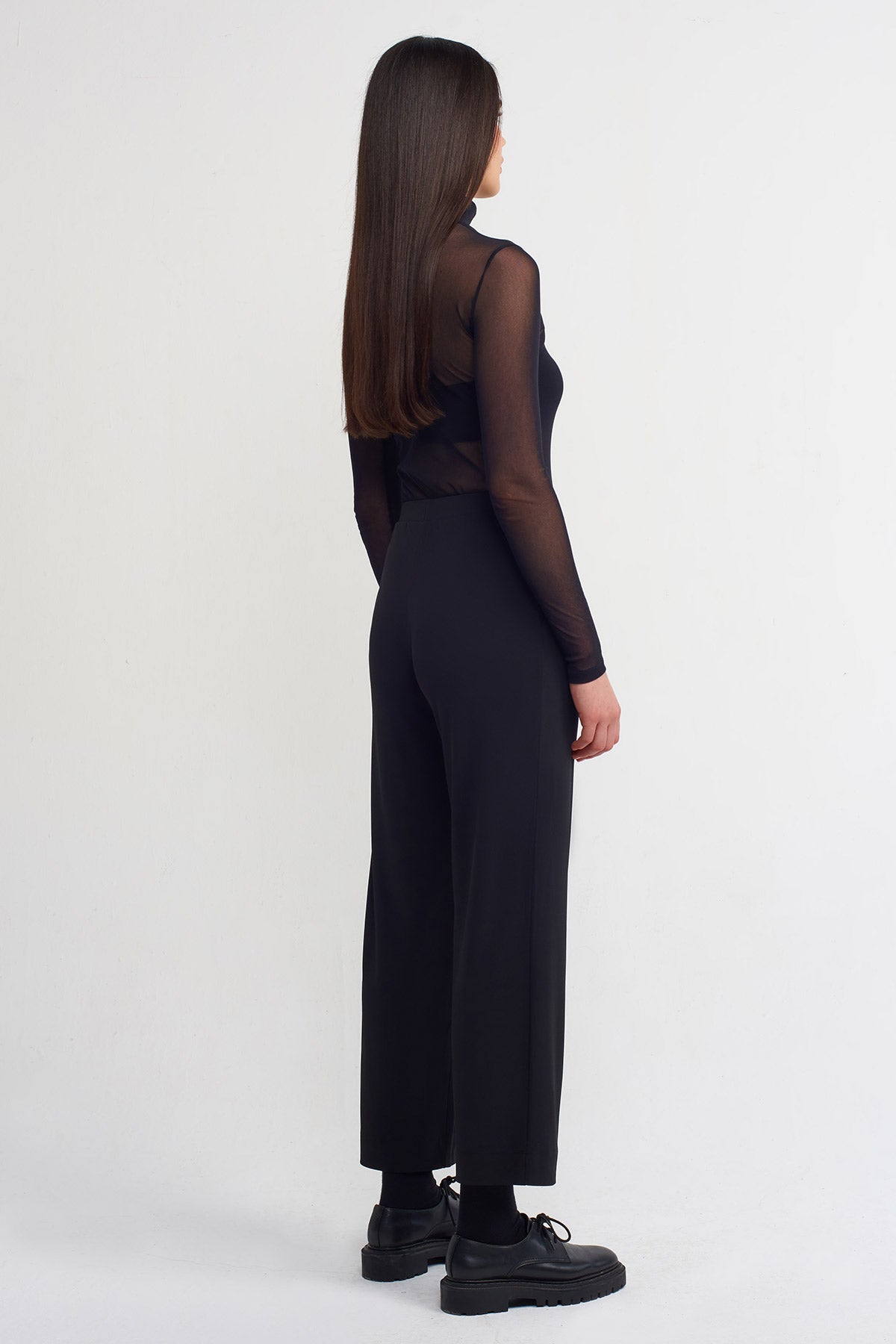 Siyah Cepli Düz Paça Jarse Pantolon-Y253013078