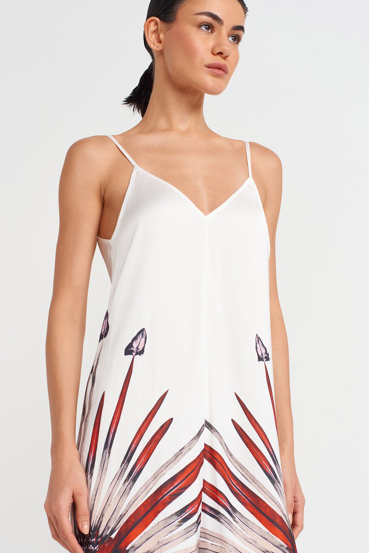 Off White Patterned Thin Strap Jumpsuit-Y254014138