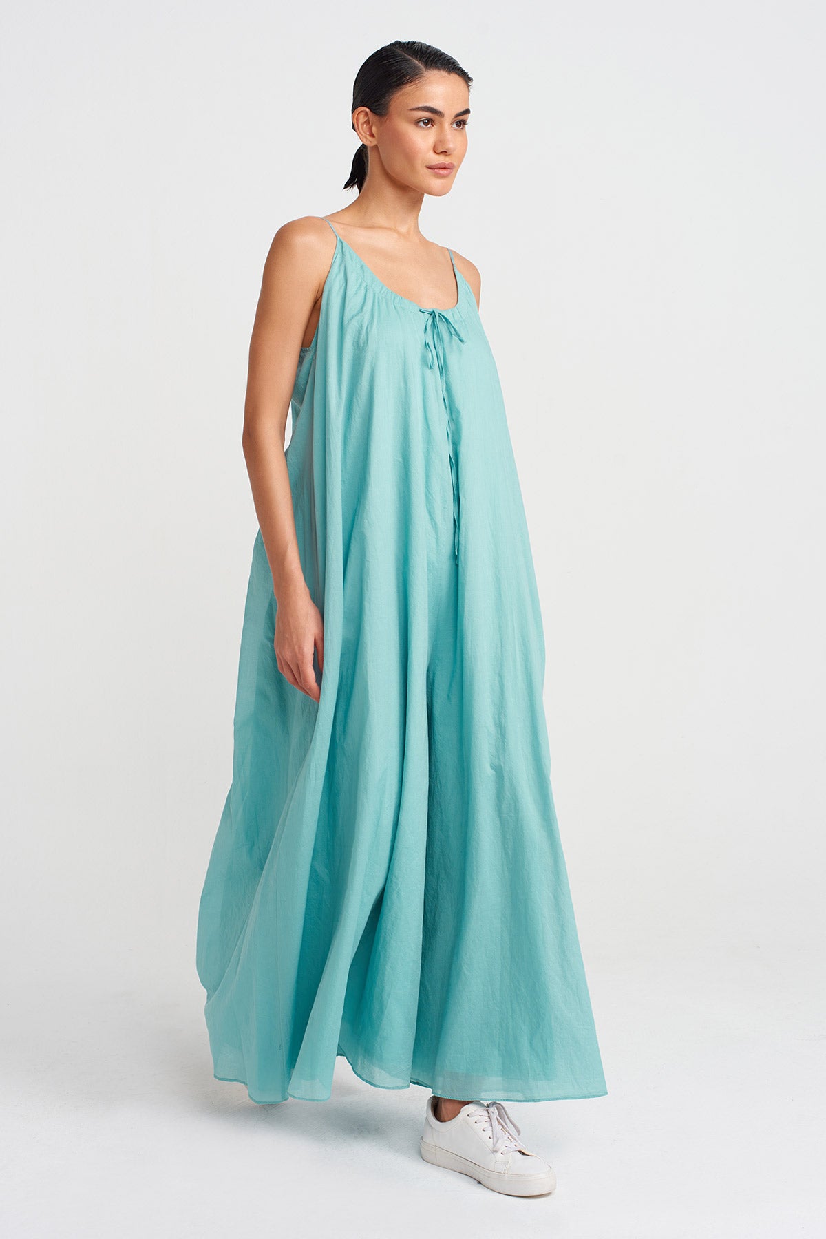 Turquoise Thin Strap, Voile Jumpsuit-Y254014141
