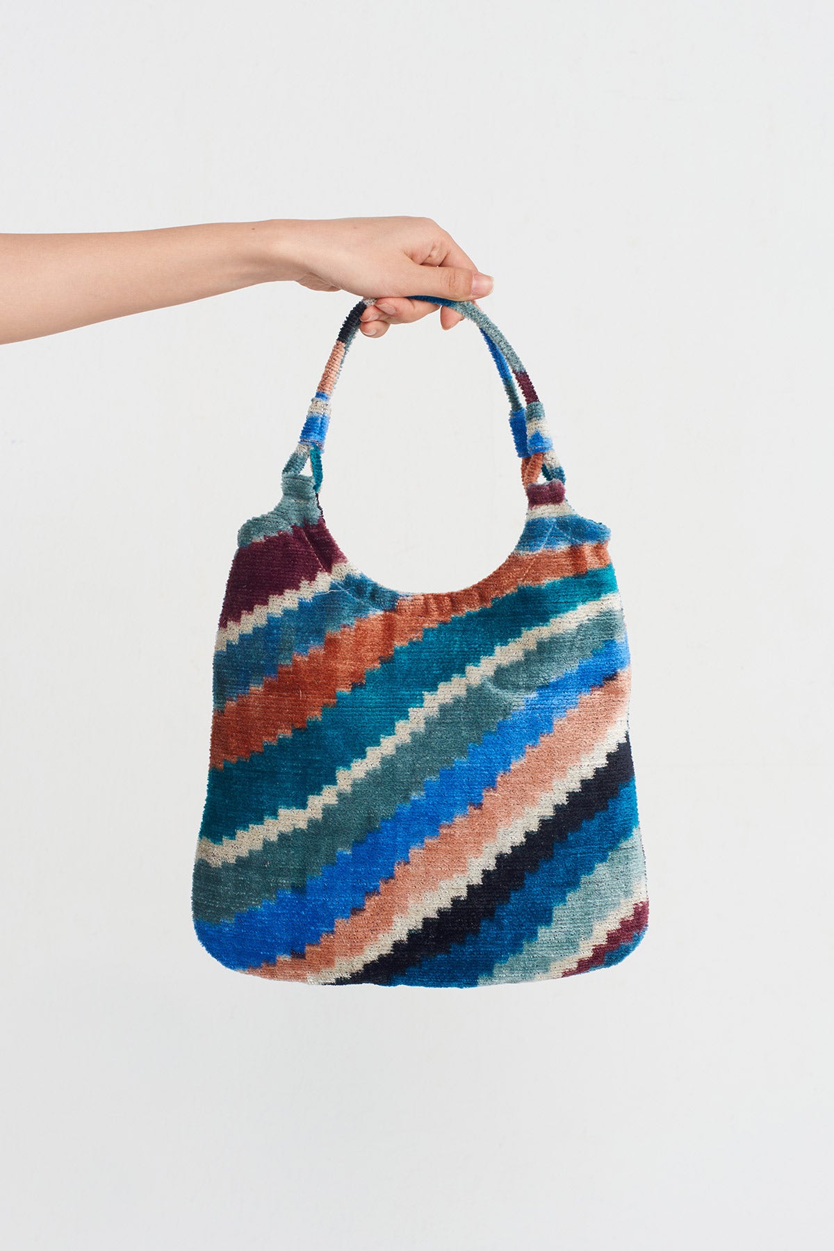 Blue Mottled Patterned Handbag-Y258018019