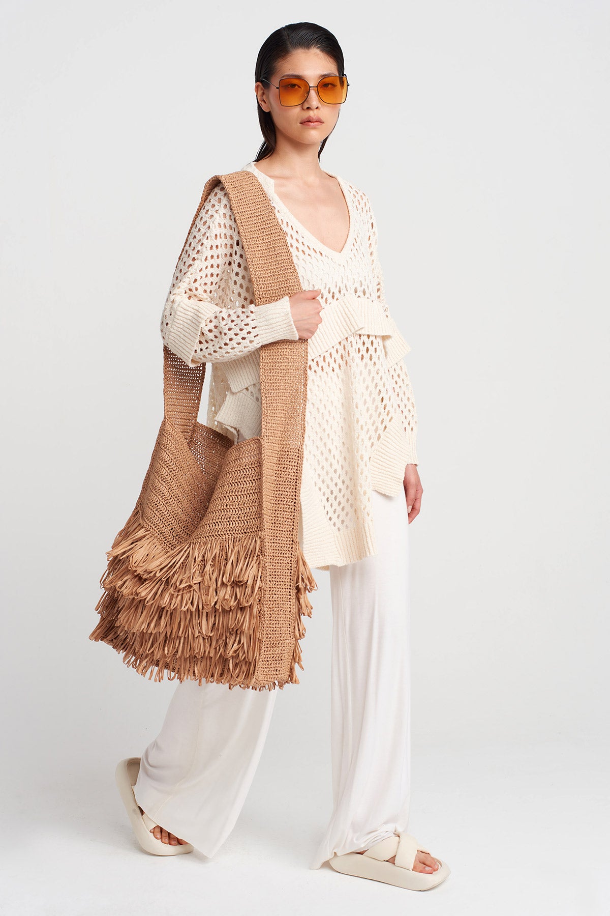 Bronze Knitted Shoulder Bag-Y258018020