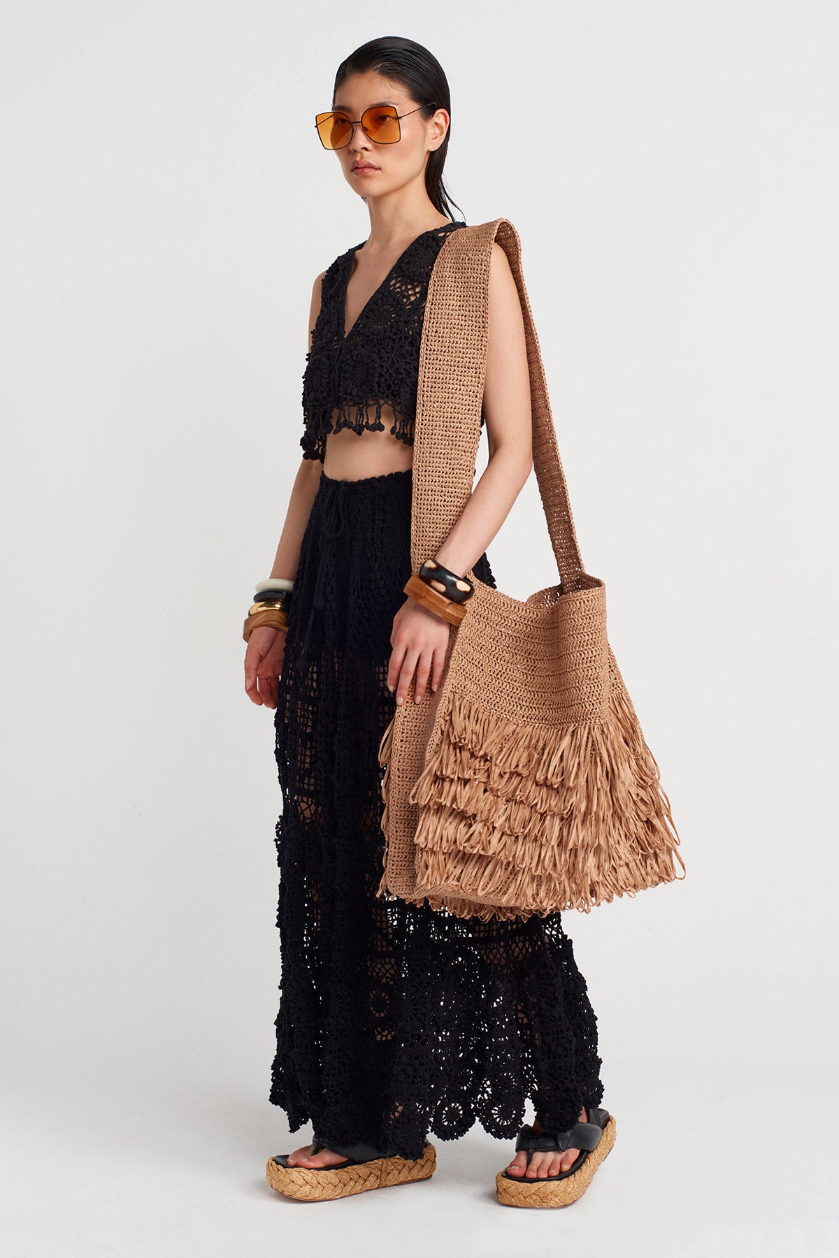 Bronze Knitted Shoulder Bag-Y258018020