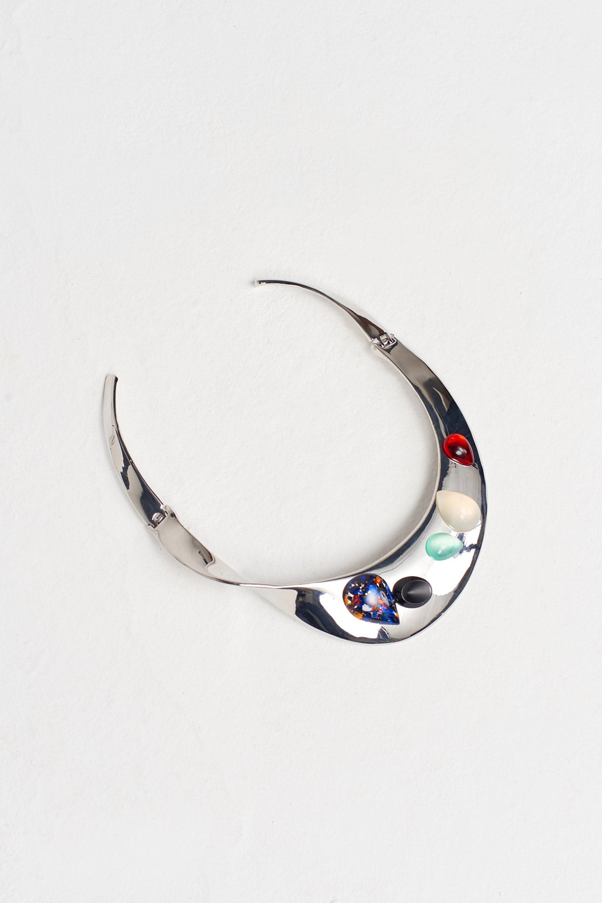 Silver Metal Colored Stone Necklace-Y259019007