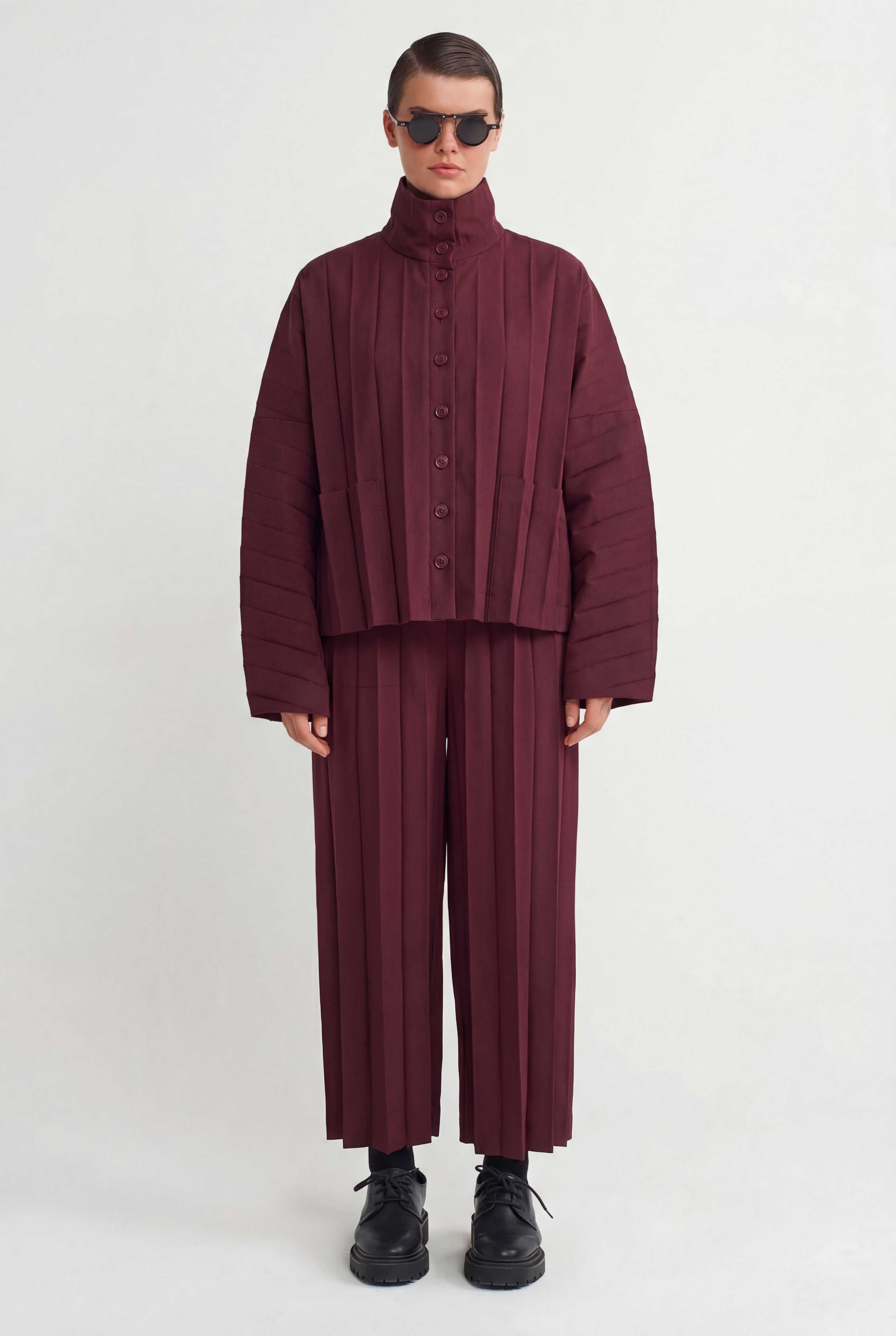 جاكيت بورغندي مطوي - Y265015025