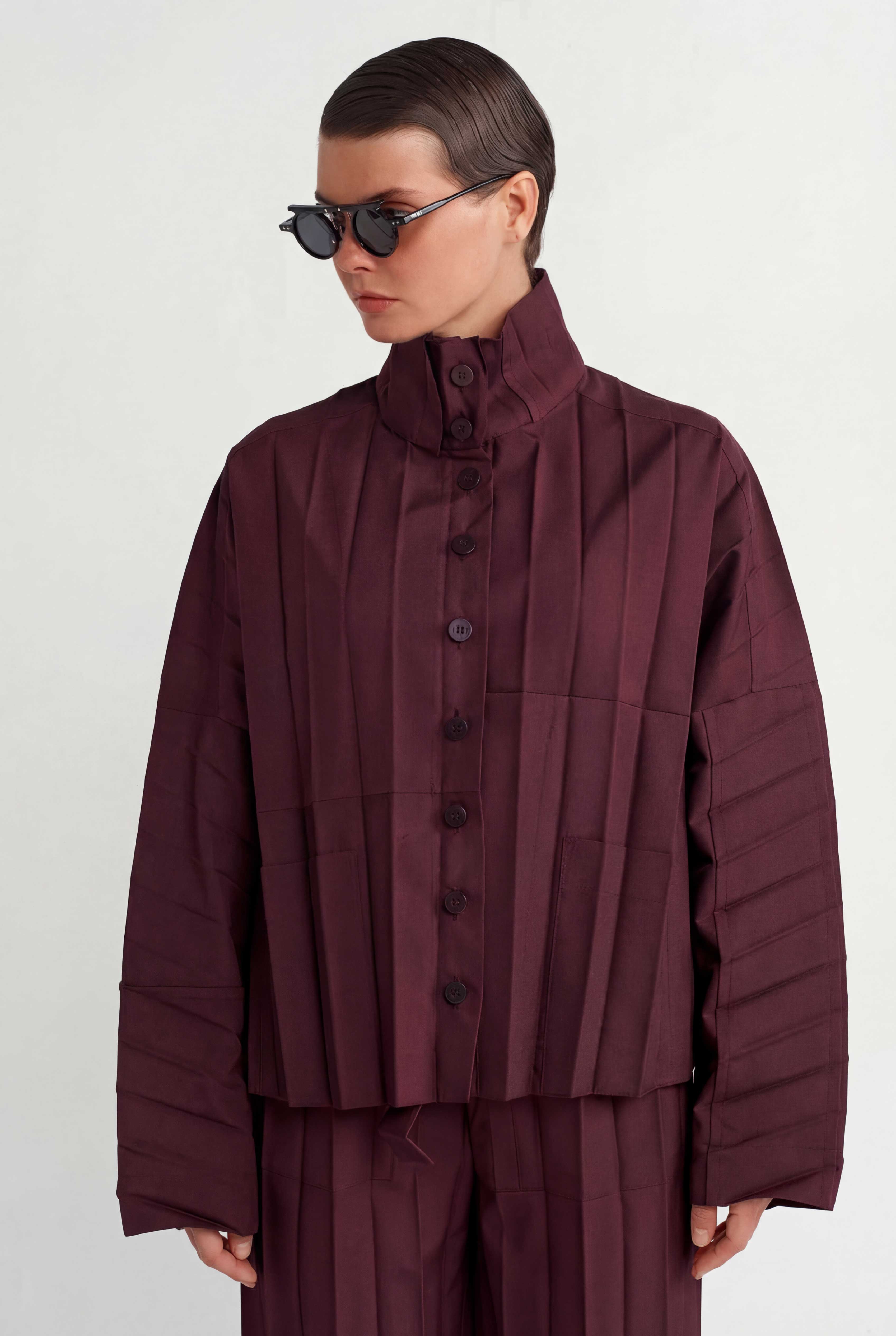 جاكيت بورغندي مطوي - Y265015025