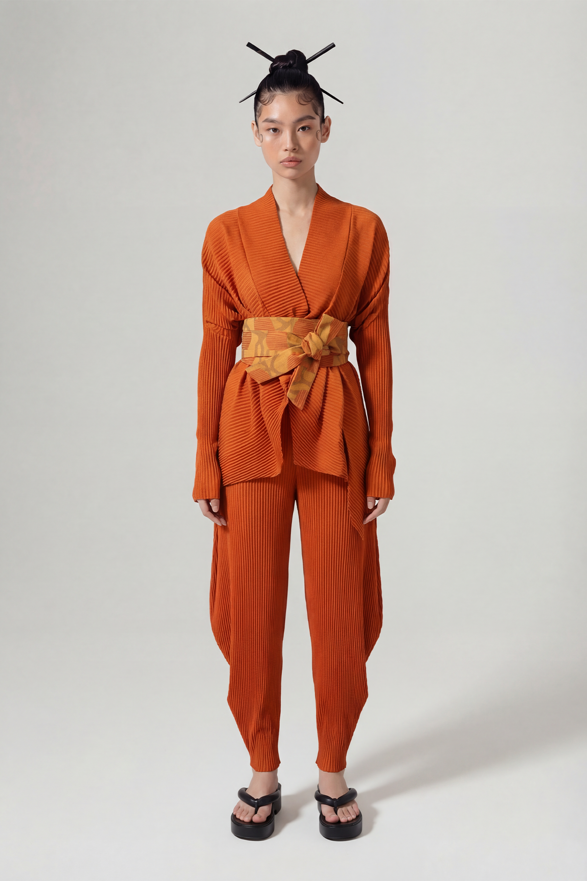 Bronz Desenli Kumaş Kemer-Y268018013