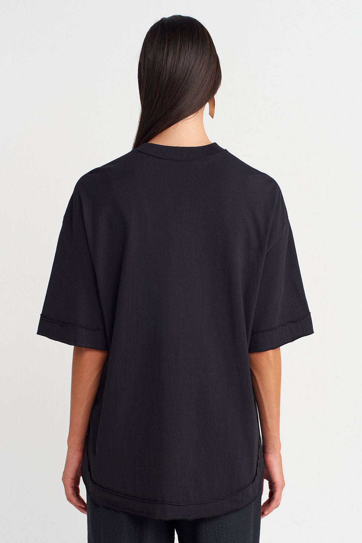 Siyah Örgü Kemer Detaylı T-shirt-Y261011019