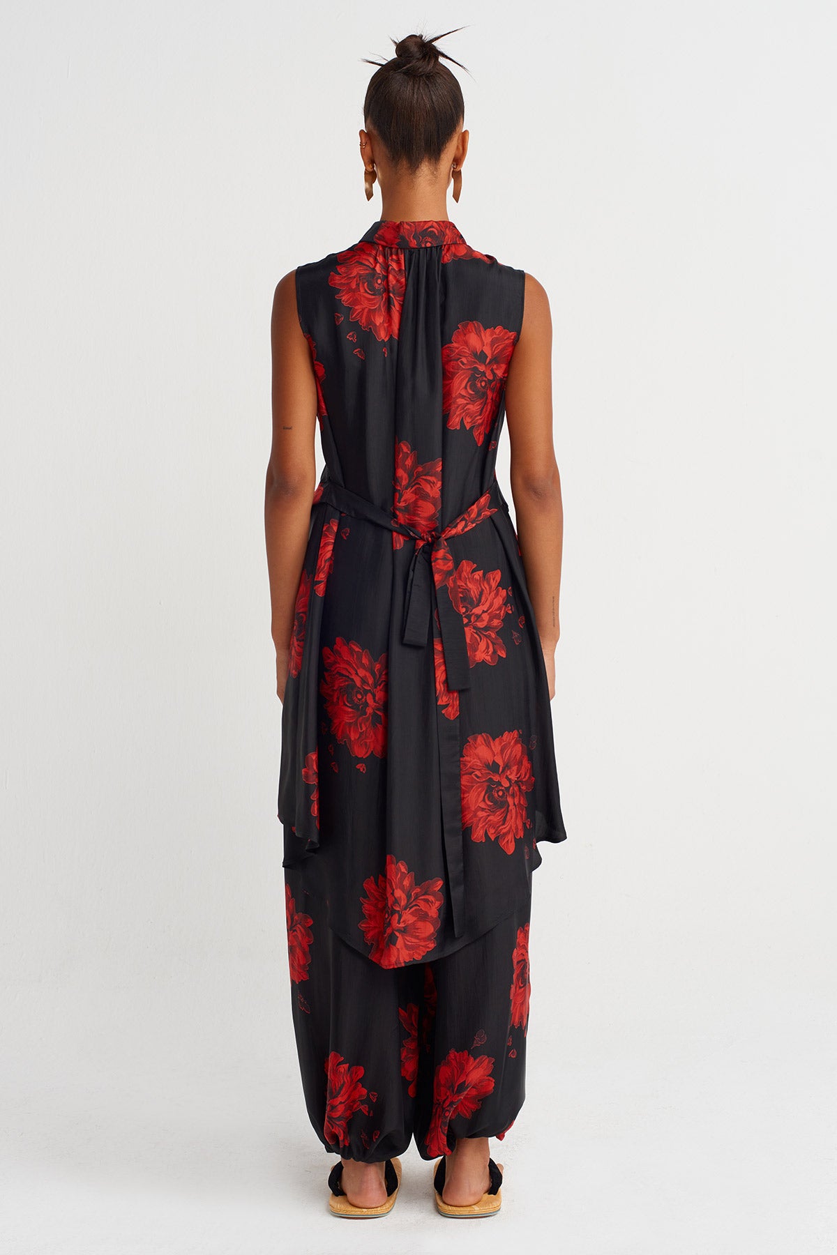 Arkası Uzun Çiçek Desenli Gömlek-Y261011031