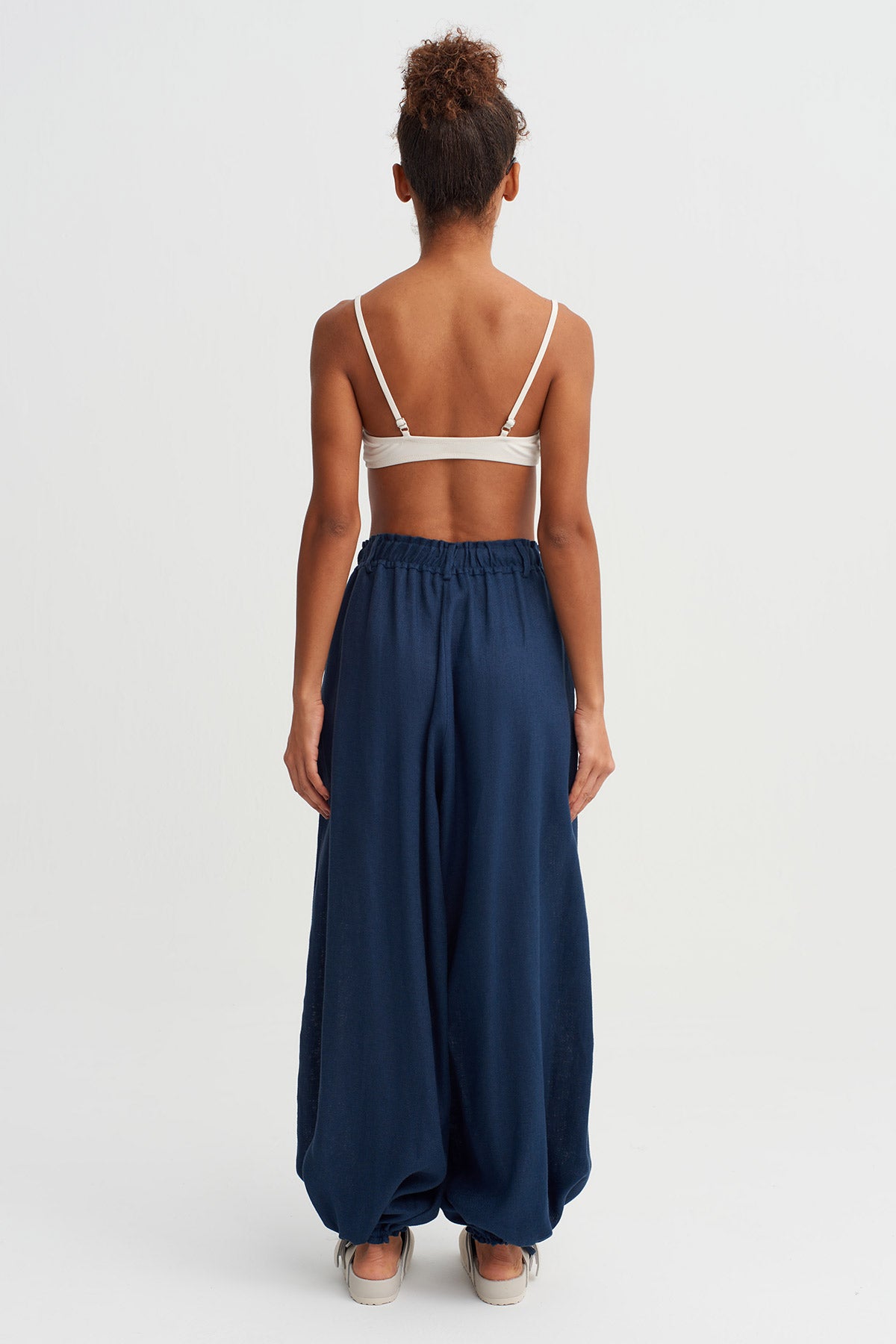 Indigo Bağcıklı Bol Kesim Pantolon-Y263013052