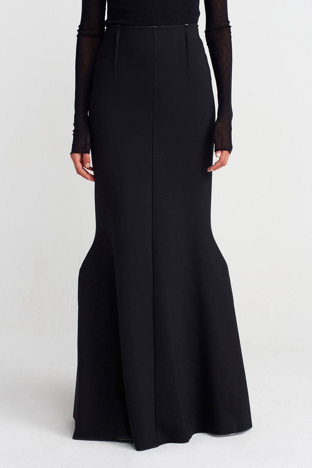 Siyah/Beyaz Dalgıç Kumaş Balık Form Etek-Y262012007