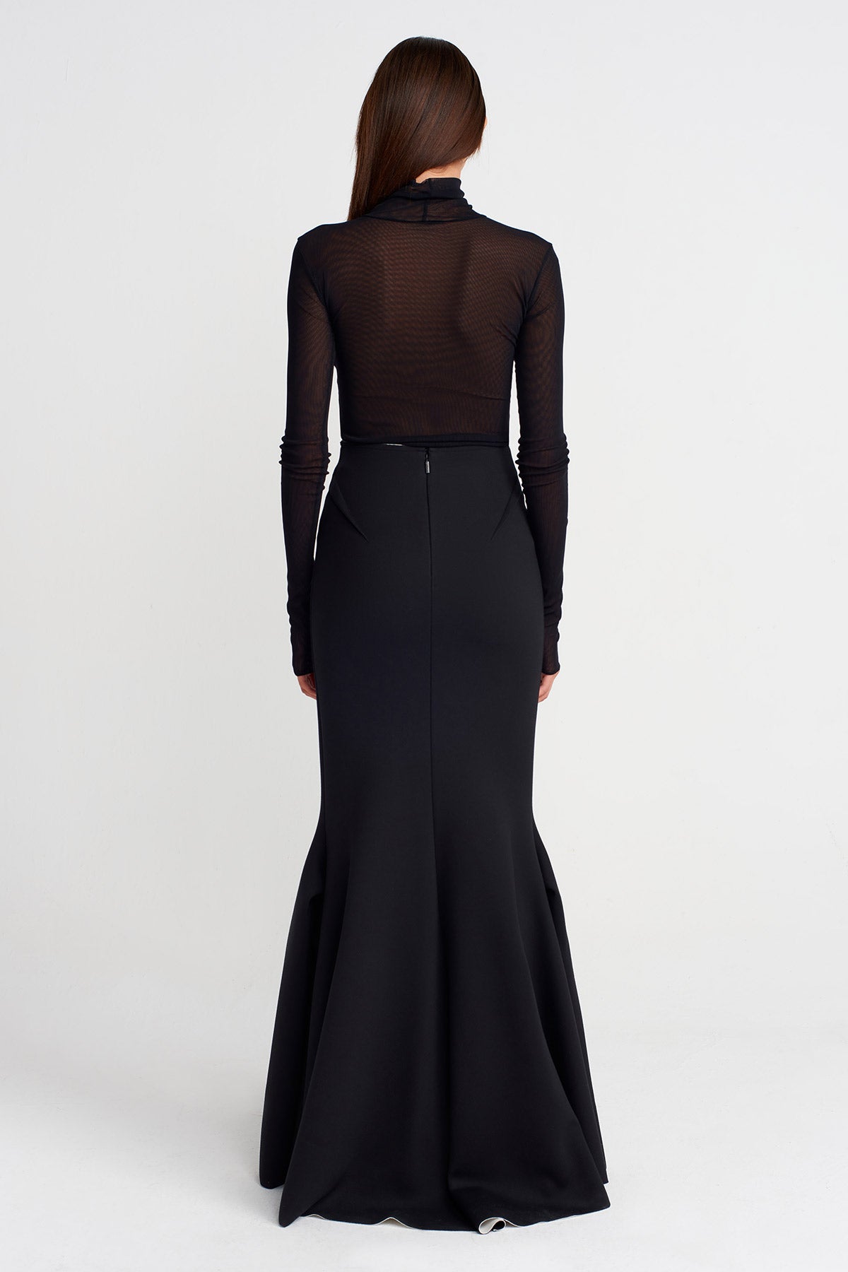 Siyah/Beyaz Dalgıç Kumaş Balık Form Etek-Y262012007