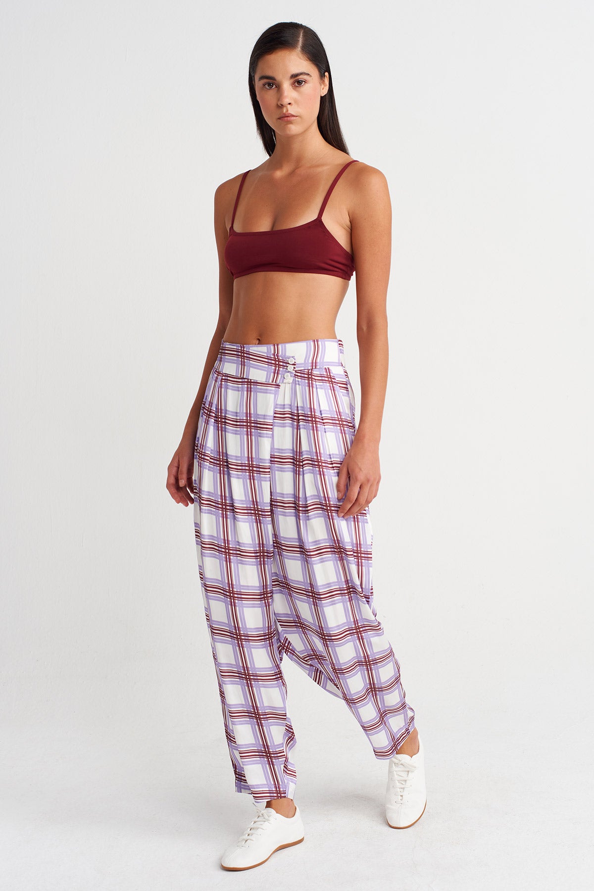 Desenli Drapeli Şalvar Pantolon-Y263013006