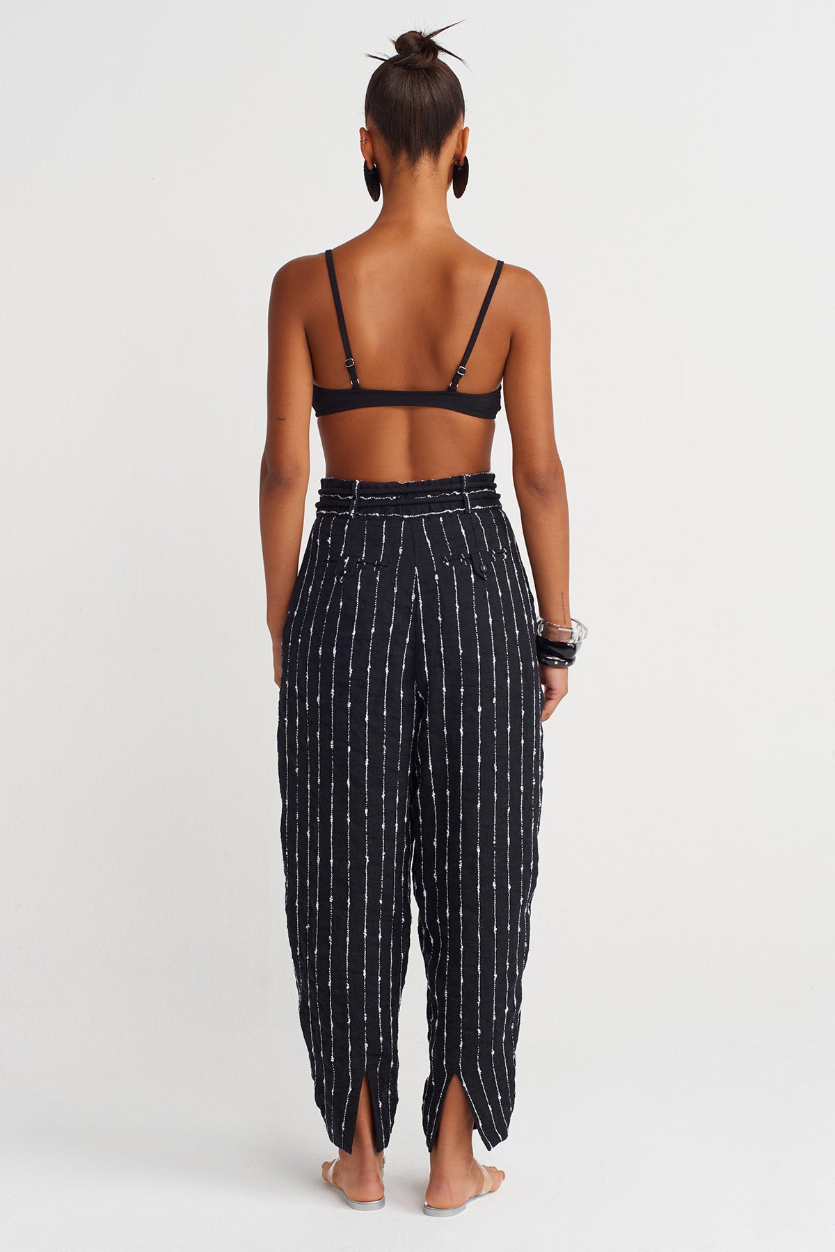 Siyah Dokulu Çizgi Jogger Pantolon-Y263013010