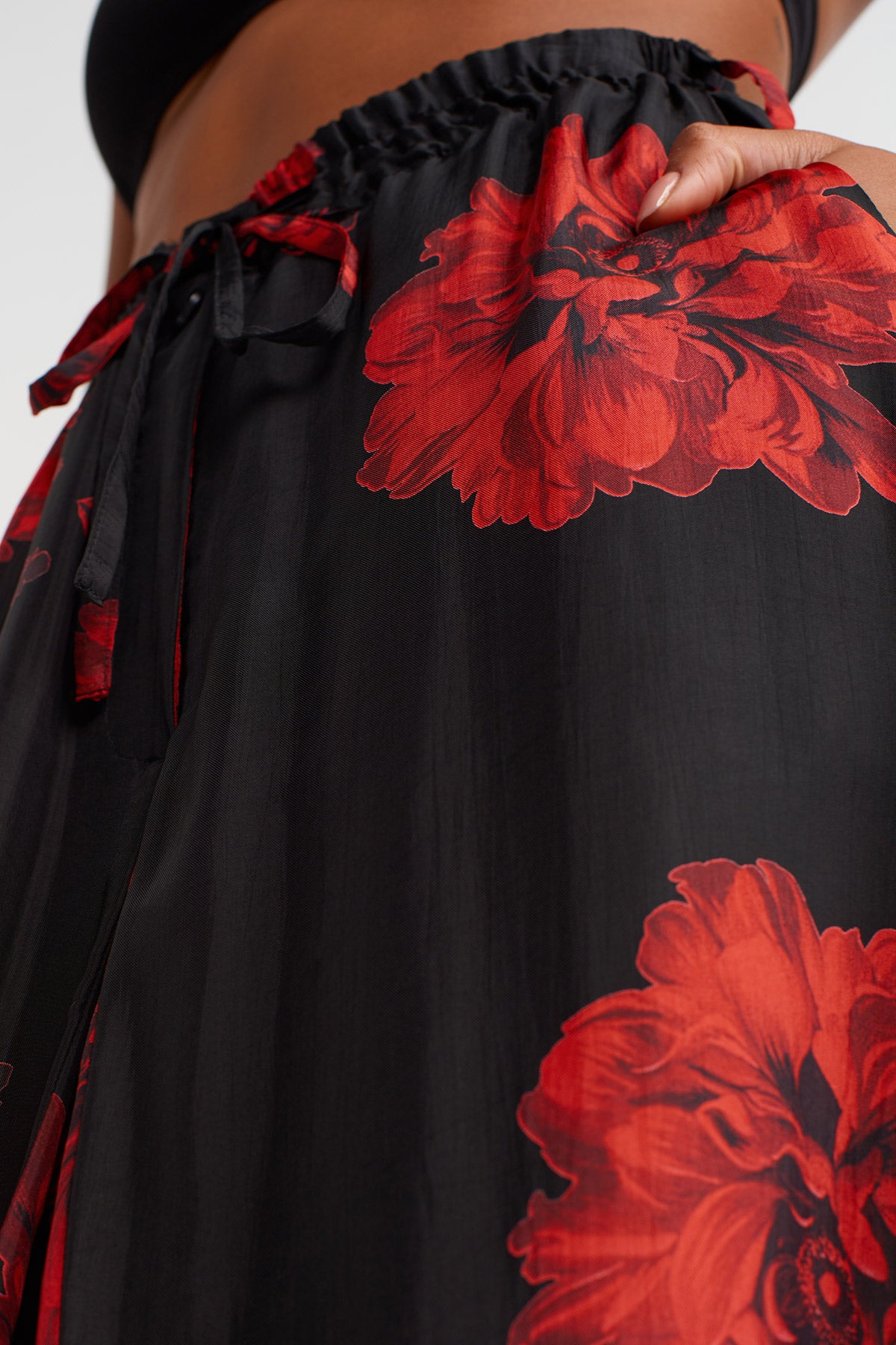 Çiçek Desenli Şalvar Pantolon-Y263013014