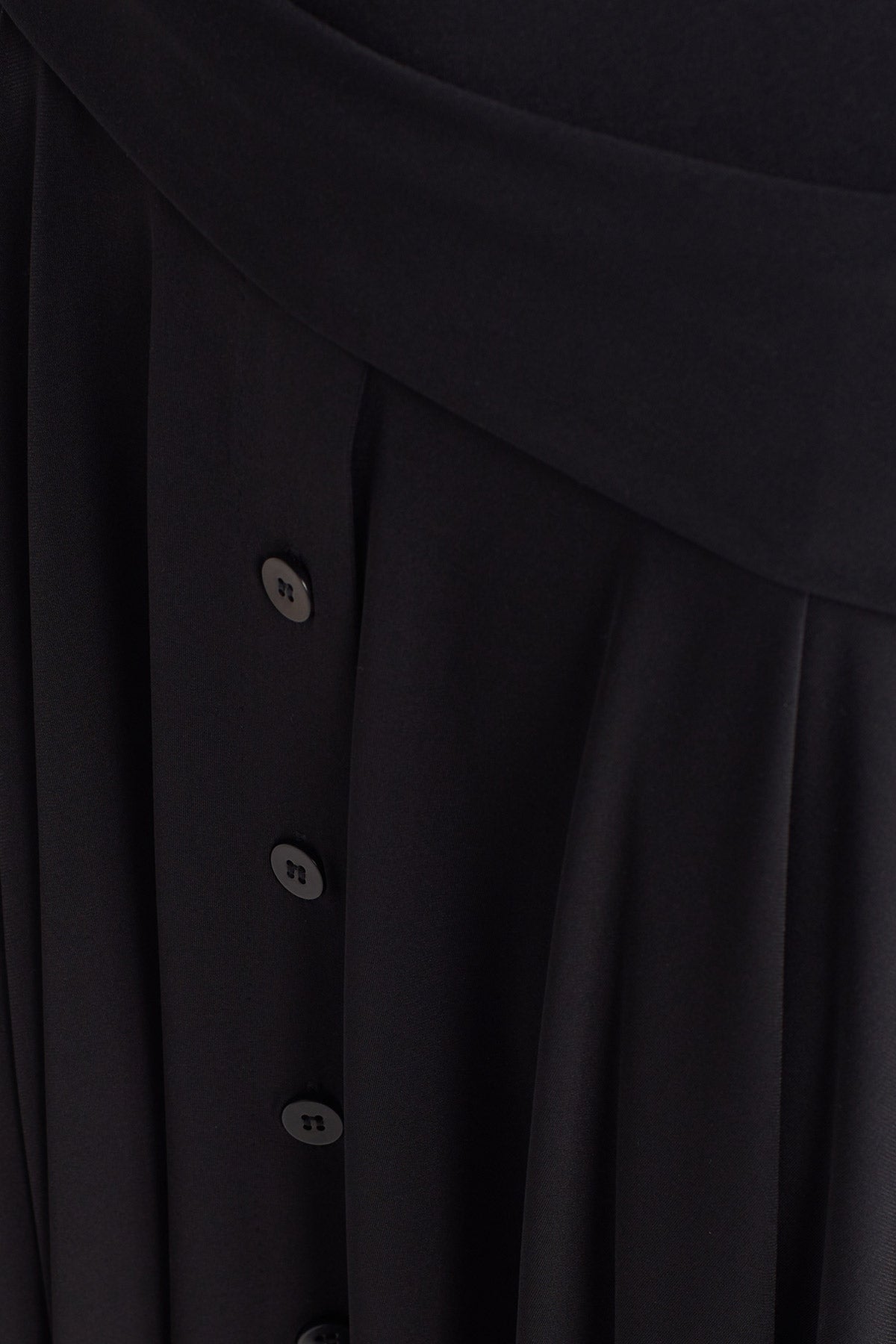 Siyah Asimetrik Drapeli Jarse Elbise-Y264014013