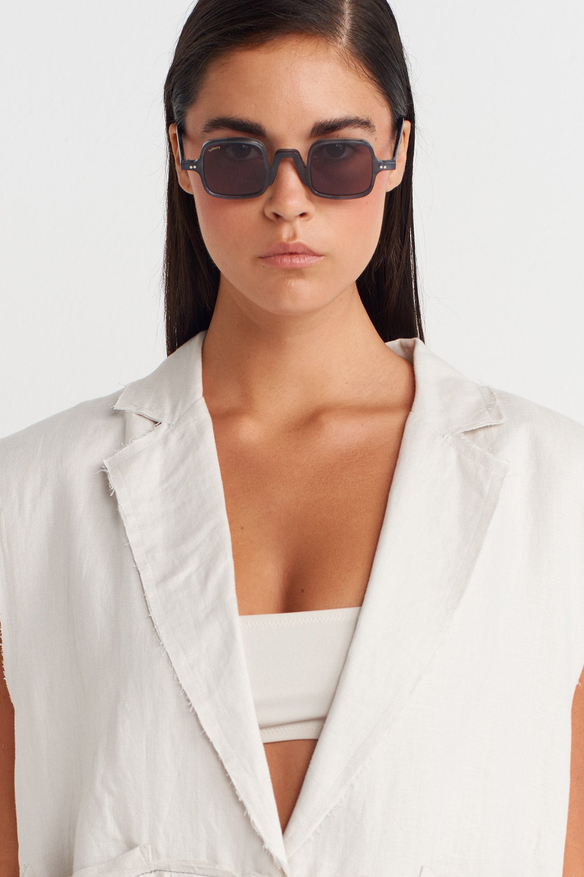 Sis Rengi Keten Katmanlı Uzun Yelek-Y265015004