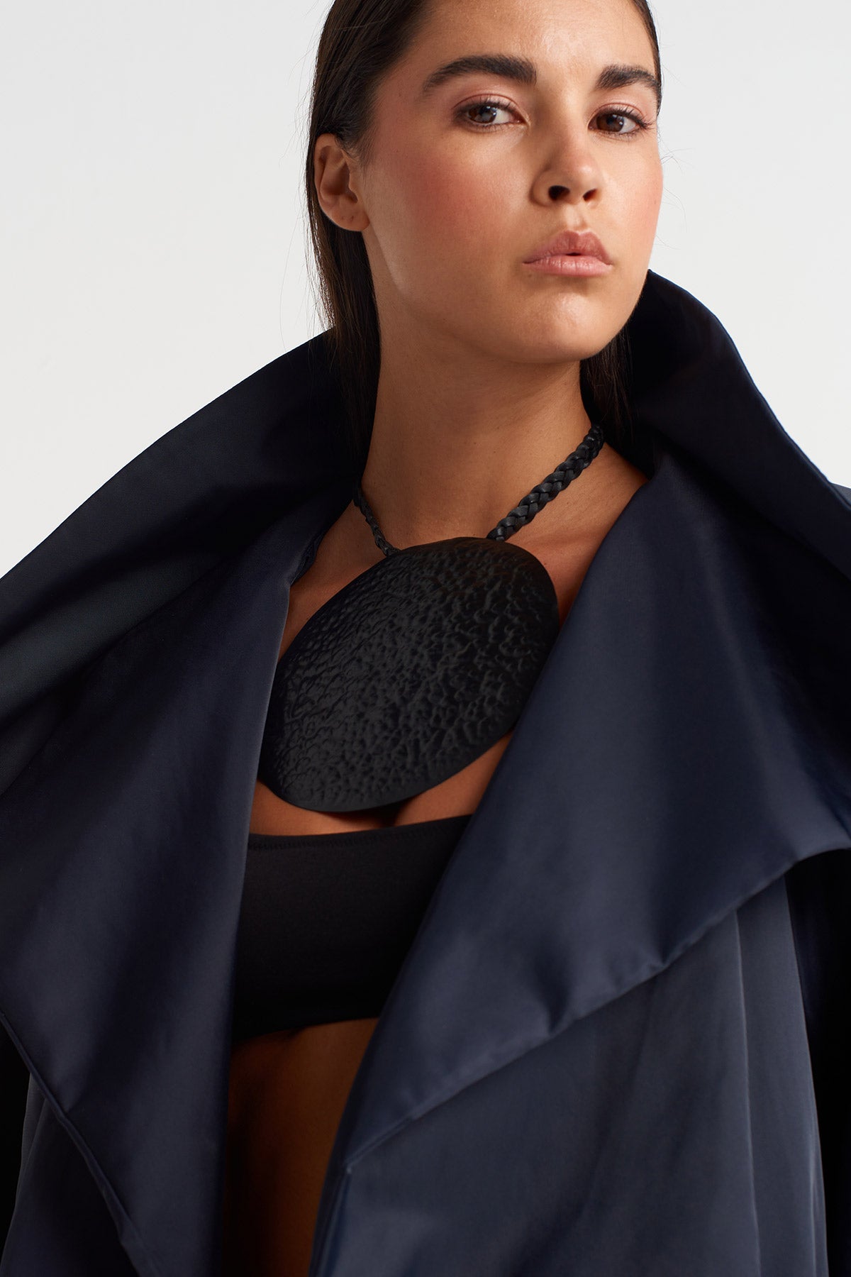 Gece Mavisi Oversize Trençkot-Y267017003