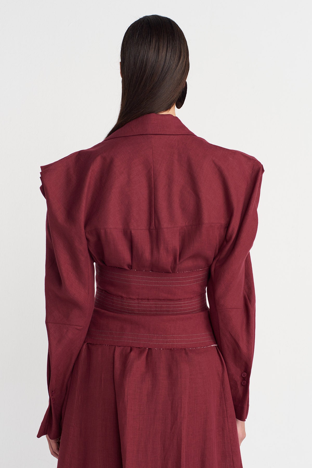 حزام مشدّ بلون البرقوق بتفاصيل خياطة غير متماثلة - Y268018002