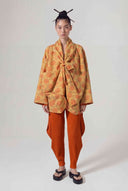 Bronze Patterned Kimono with Front Tie Detail - Y265015031