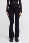 Siyah Yüksek Bel Rahat Arkası Yırtmaçlı Pantolon-K233013059