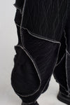 Siyah / Beyaz Dikiş Detaylı Dar Paça Plise Pantolon-K233013060