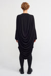 Siyah Arkası Drapeli Uzun Kol Jarse Elbise-K234014012