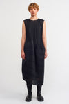 Siyah Kolsuz Plise Elbise-K234014015