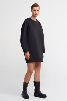  Siyah Mini Scuba Elbise-K234014077