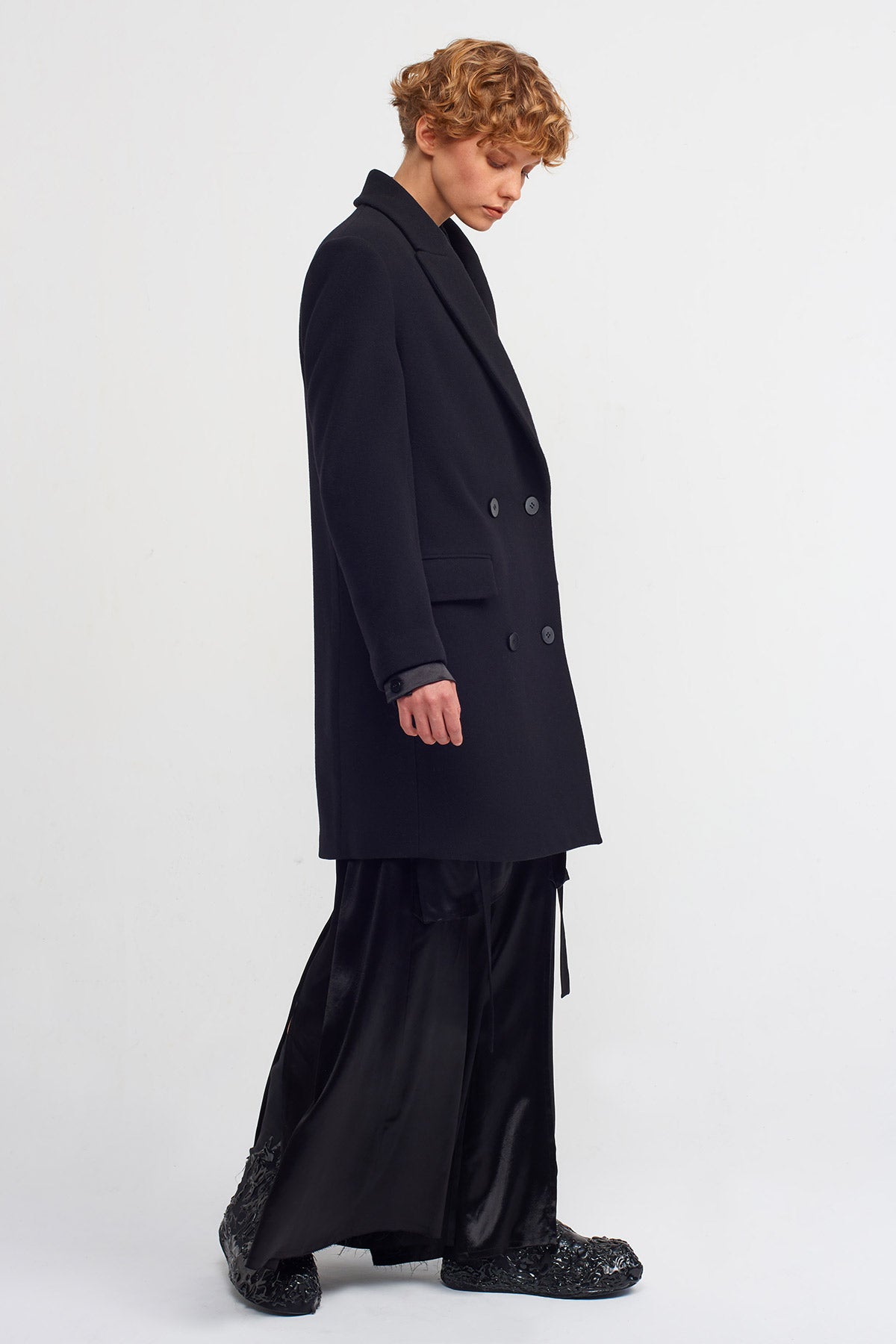 Siyah Uzun Blazer Ceket-K235015007