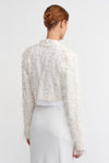 Kırık Beyaz Kırçıllı Crop Blazer Ceket-K235015072