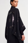 Siyah İşlemeli Uzun Kimono-K235015113