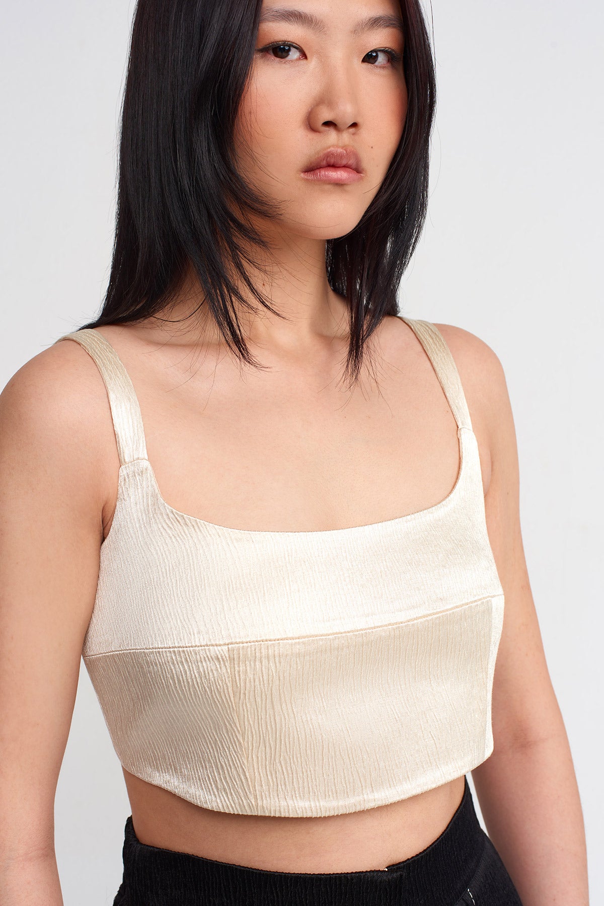 Natur Crinkle Strap Bustier-K241011001