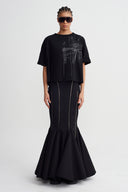 Siyah Oversize Baskılı T-Shirt-K261011014
