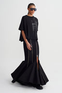 Siyah Oversize Baskılı T-Shirt-K261011014
