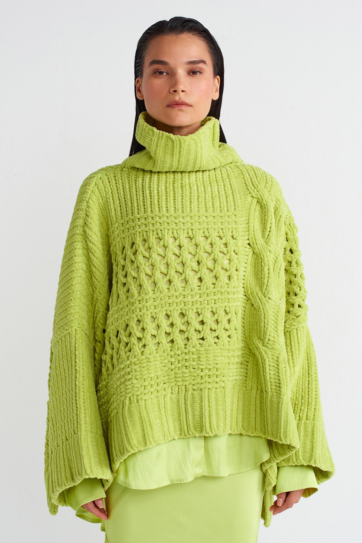 Lime Şönil Triko Kazak-K241011021