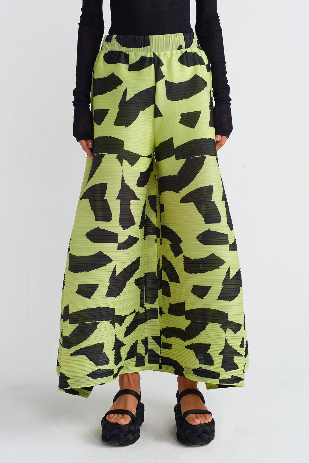 Printed Pleated Trousers-K243013046