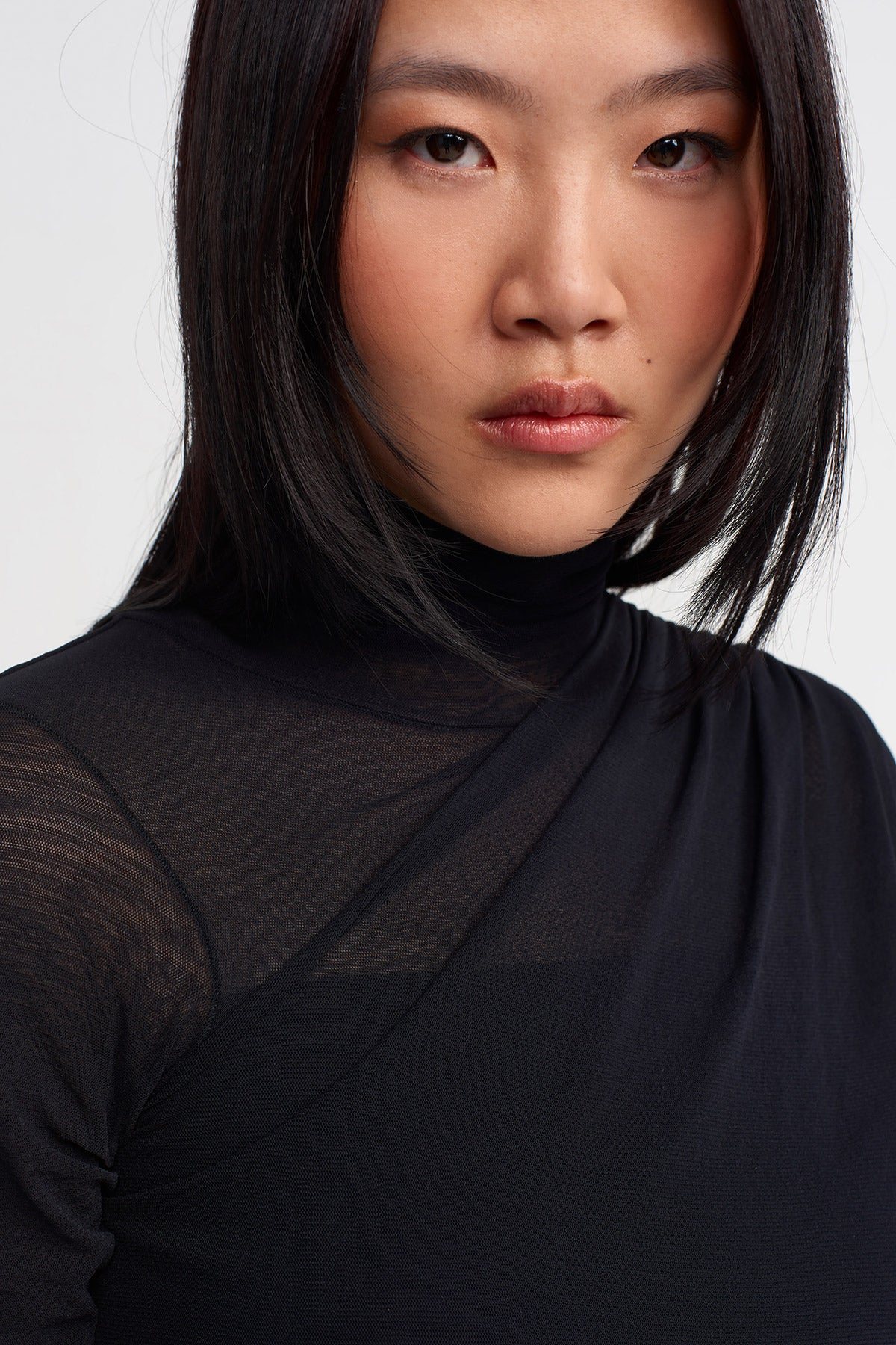 Black Draped Tulle Dress-K244014017