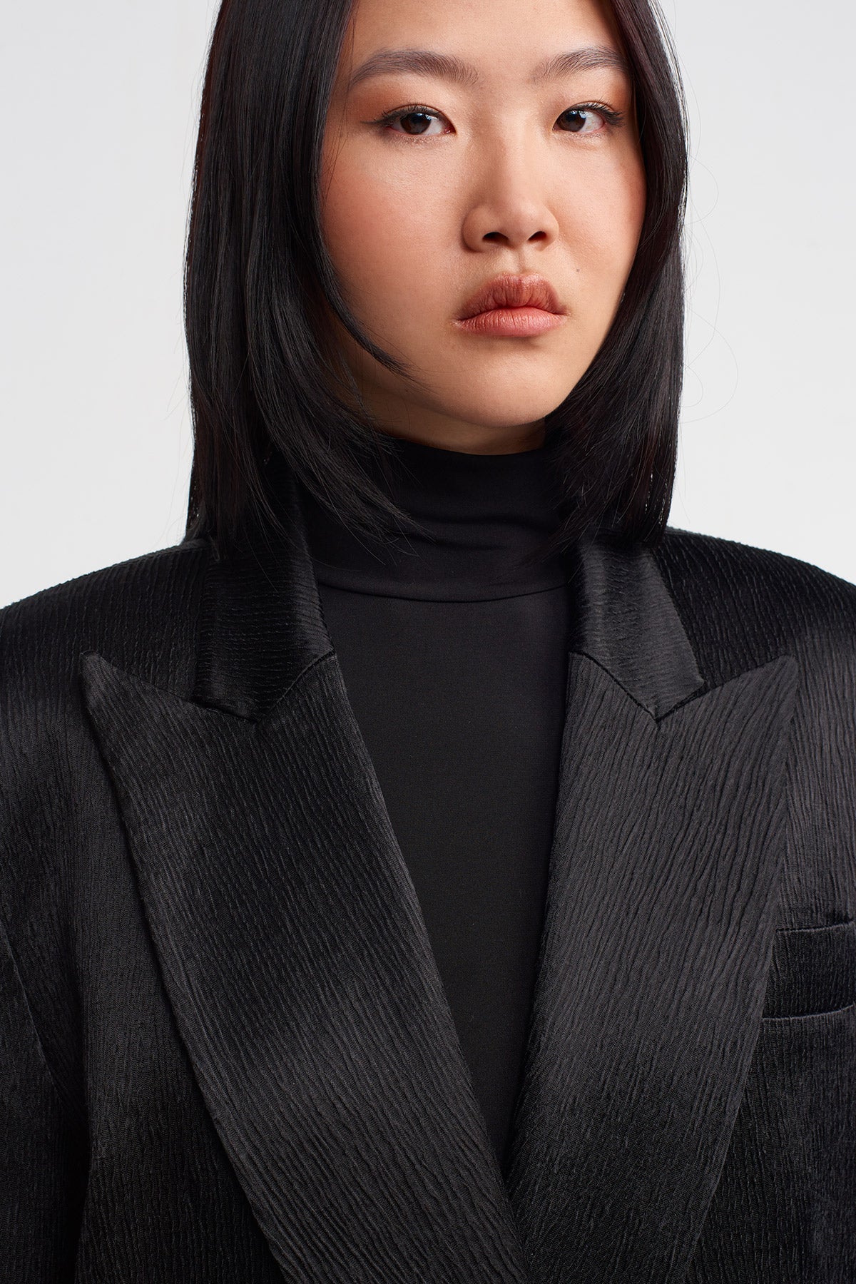 Siyah Krinkıl Blazer Ceket-K245015001