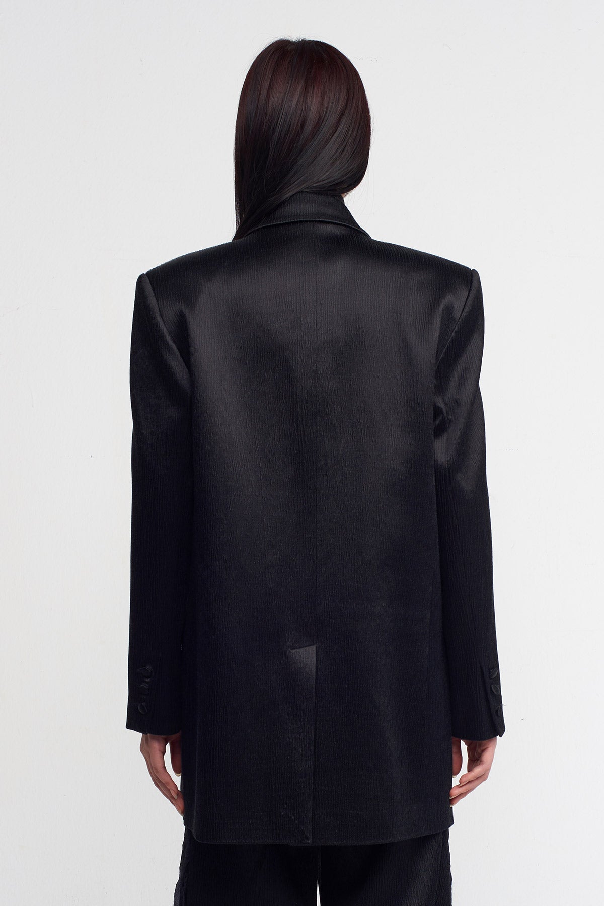 Siyah Krinkıl Blazer Ceket-K245015001